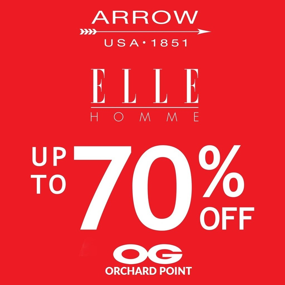 OG Singapore 70% Off Arrow and Elle Homme Apparel Promotion ends 5 Oct 2016