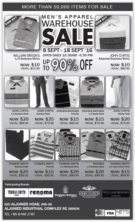 Ritz Hutchison Pte Ltd Singapore Warehouse Sale Up to 90% Off Promotion 8 to 18 Sep 2016 | Why Not Deals
