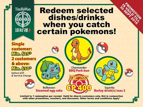 Tim Ho Wan Singapore Pokemon GO Show & Redeem Rewards Promotion ends 30 Sep 2016 | Why Not Deals