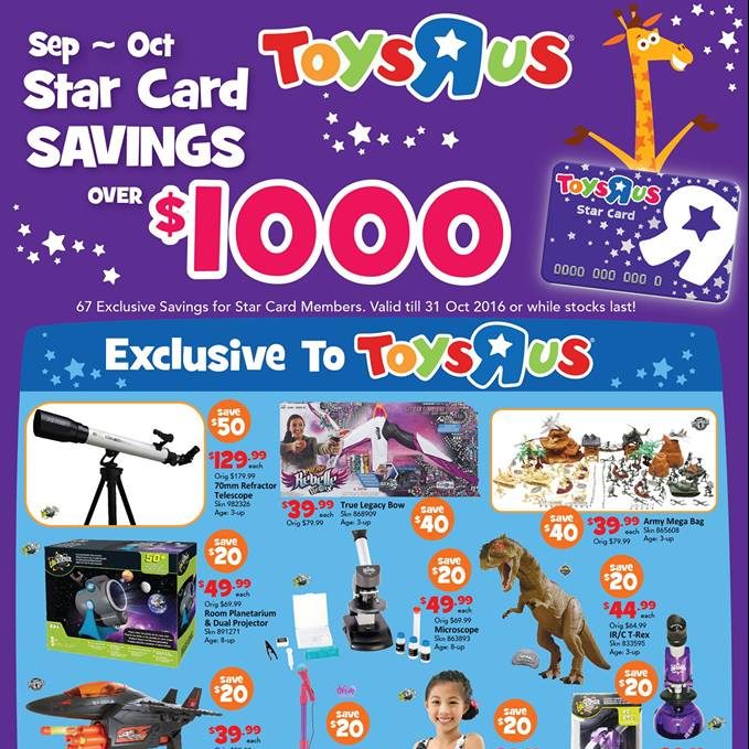 Toys “R” Us Singapore Star Card Offers Save Up to $1000 Promotion ends 31 Oct 2016