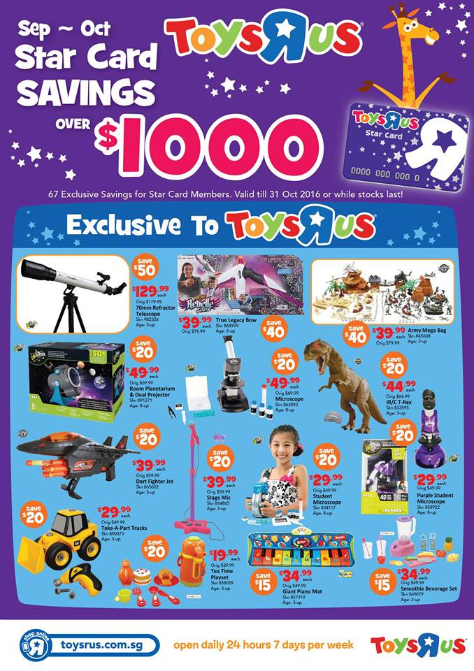 Toys "R" Us Singapore Star Card Offers Save Up to $1000 Promotion ends 31 Oct 2016 | Why Not Deals