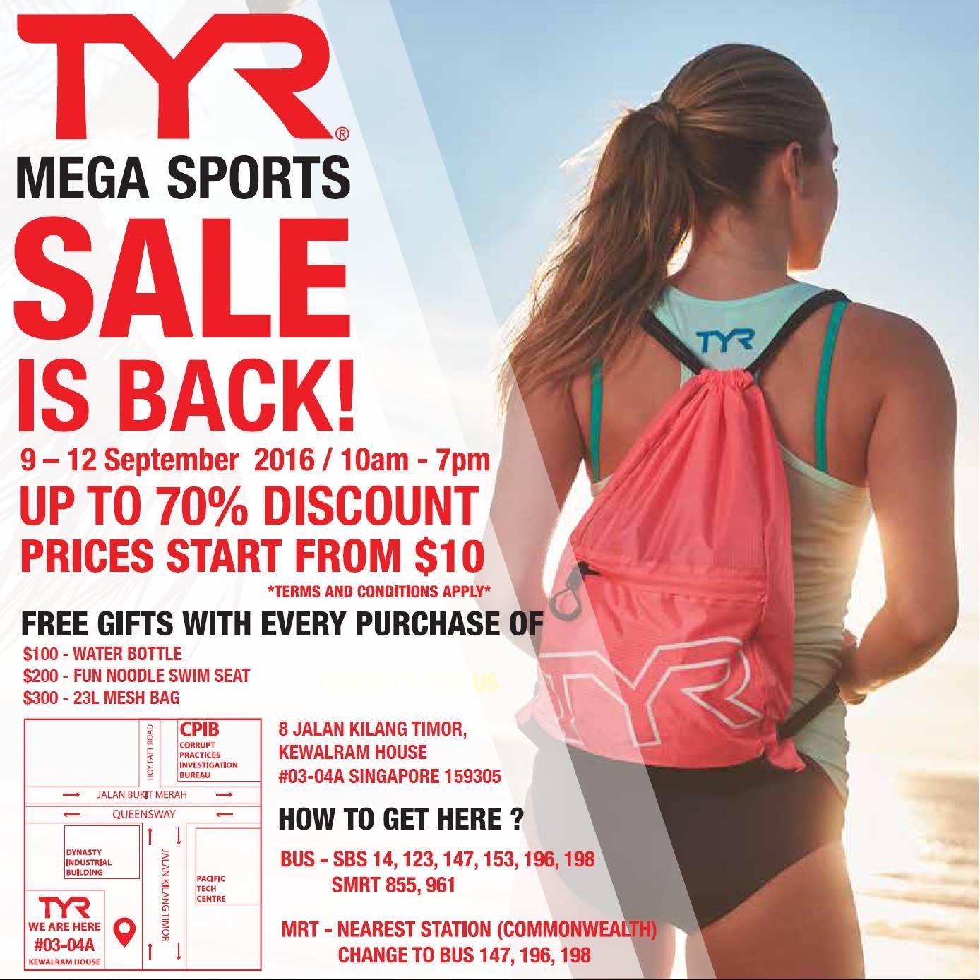 TYR Singapore Mega Sports Sale Up to 70% Off Promotion 9 to 12 Sep 2016
