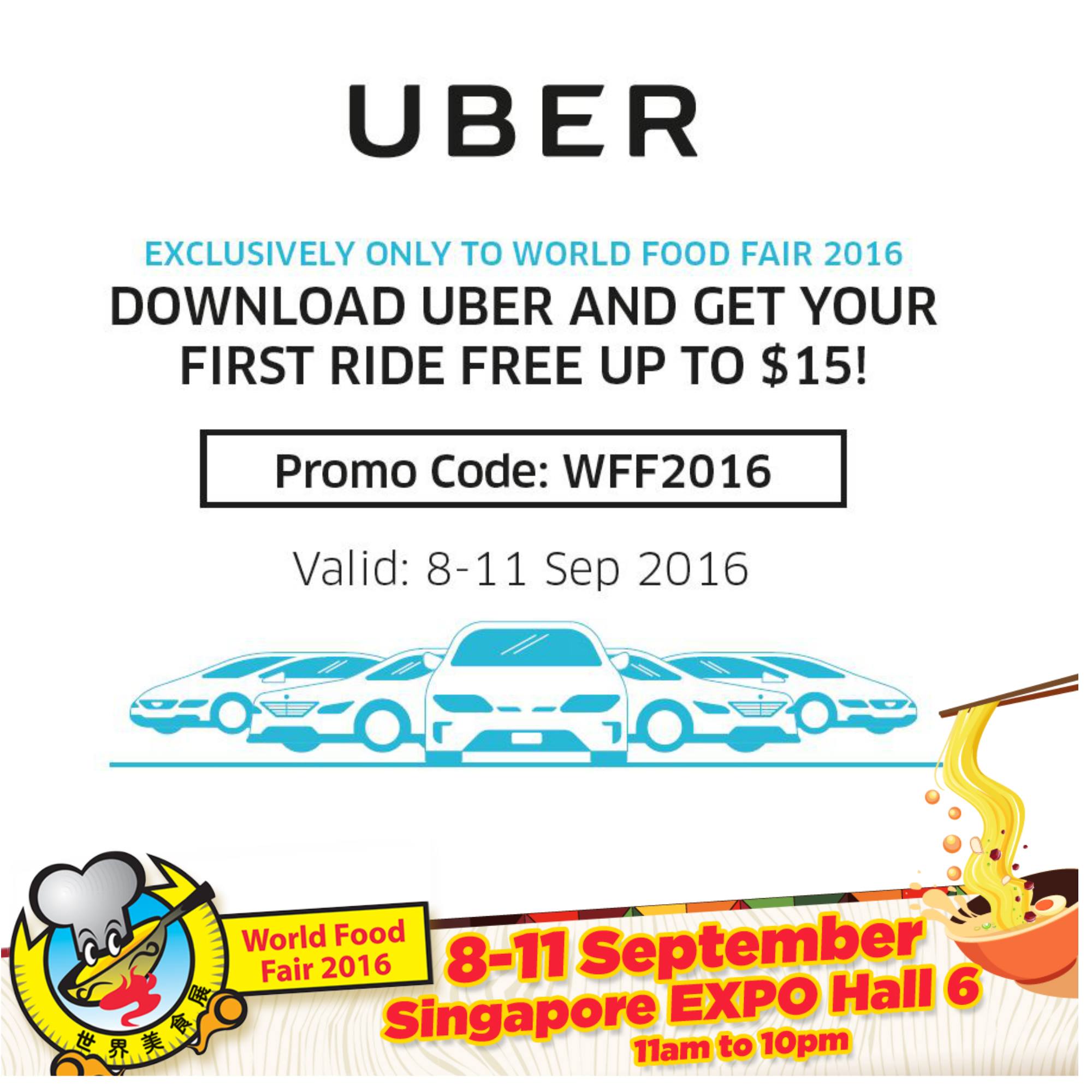 UBER Singapore Exclusive World Food Fair 2016 Promotion 8 to 11 Sep 2016