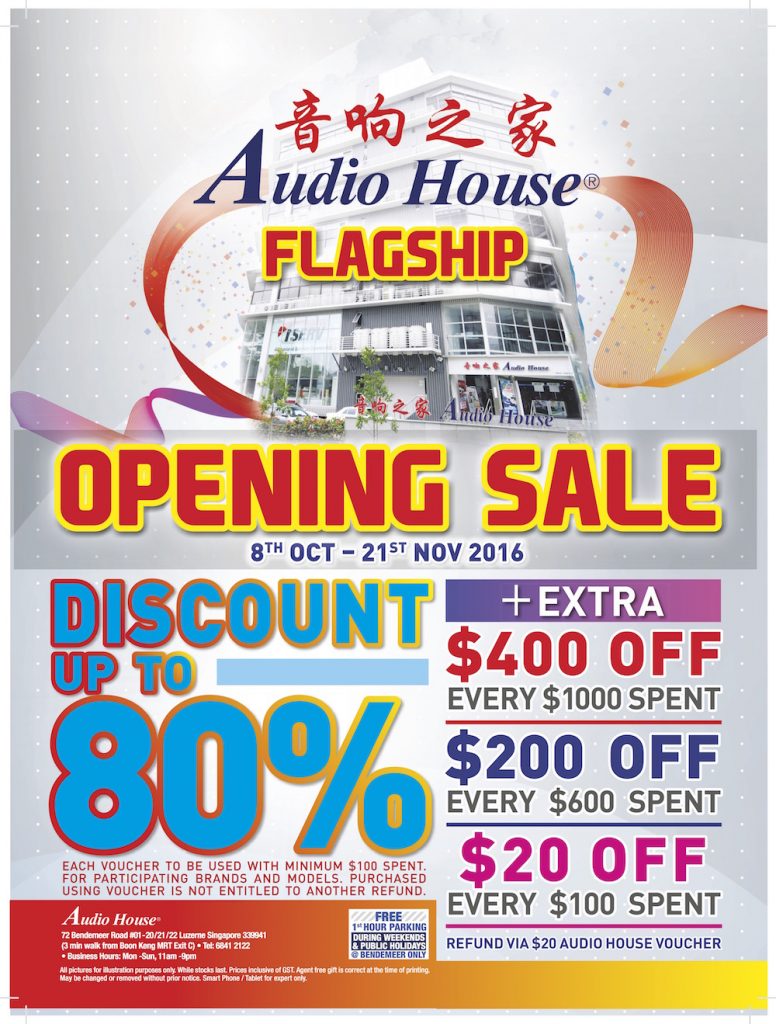Audio House Singapore Bendemeer Flagship Store Opening Sale Promotion 8 Oct - 21 Nov 2016 | Why Not Deals