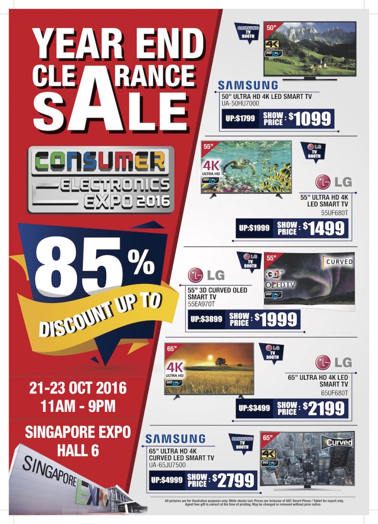 Consumer Electronics Expo Singapore Year End Clearance Sale Up to 85% Off Promotion 21-23 Oct 2016 | Why Not Deals