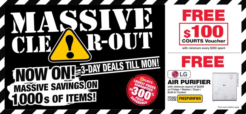 Courts Singapore Massive Clear-out This Weekend Promotion ends 10 Oct 2016 | Why Not Deals