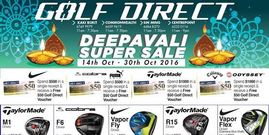 Golf Direct Singapore Deepavali Super Sale Promotion 14-30 Oct 2016
