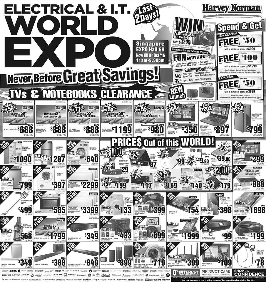 Harvey Norman Singapore Electrical & I.T. World Expo Promotion 7-9 Oct 2016 | Why Not Deals