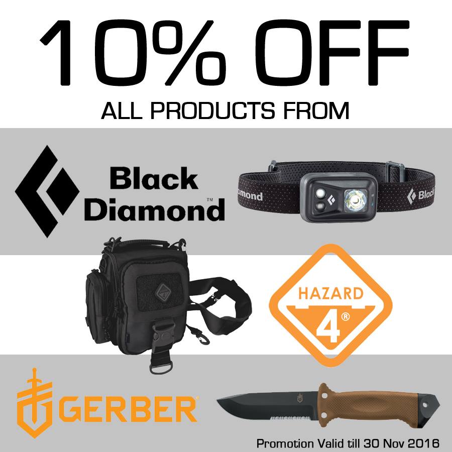 Hock Gift Shop Singapore 10% Off Black Diamond, Hazard 4 & Gerber Promotion ends 30 Nov 2016