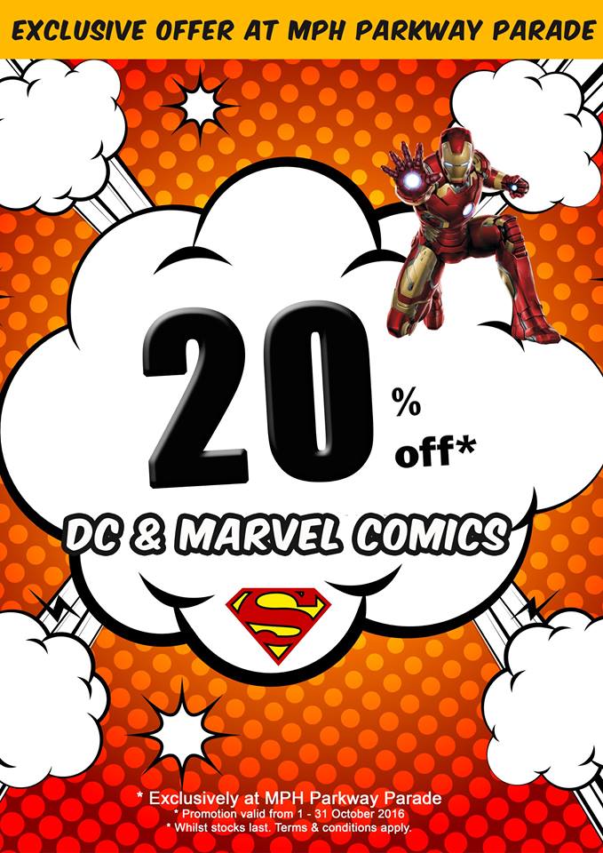 MPH Bookstores Singapore 20% Off DC & Marvel Comics Promotion 1-31 Oct 2016 | Why Not Deals