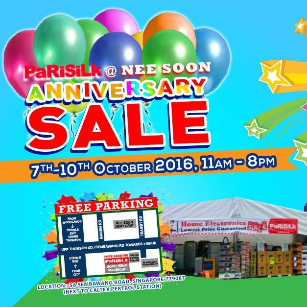 Parisilk Singapore Nee Soon Anniversary Sale Up to 90% Off Promotion 7-10 Oct 2016