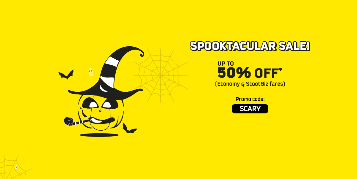 Scoot Singapore Spooktacular Sale Up to 50% Off Promotion ends 30 Oct 2016