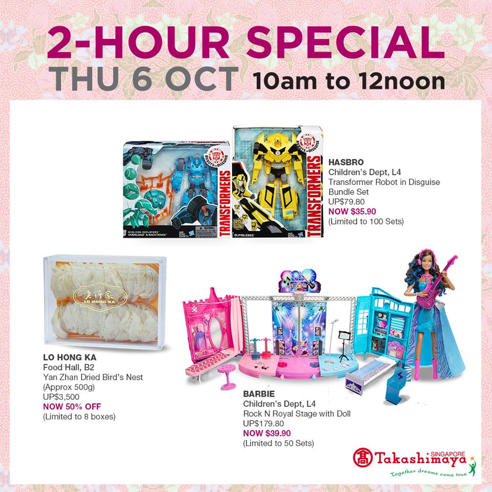 Takashimaya Singapore 2-Hour Special Promotion 6 - 7 Oct 2016 | Why Not Deals 2
