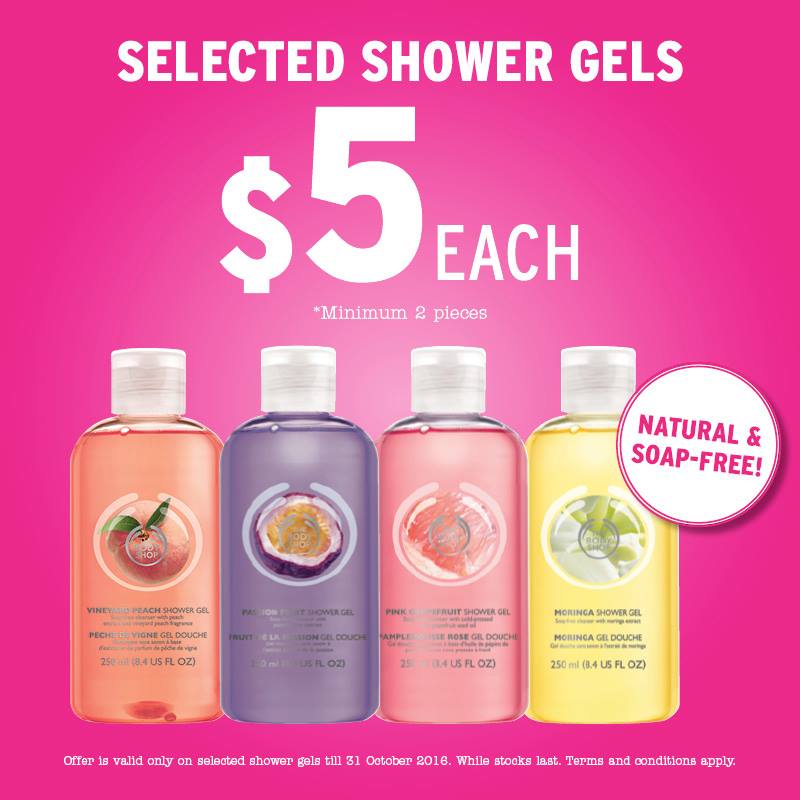 The Body Shop Singapore Selected Shower Gels at $5 Promotion ends 31 Oct 2016 | Why Not Deals