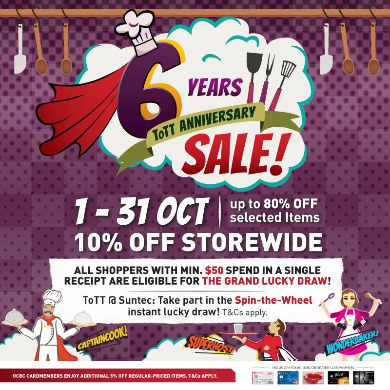 ToTT Singapore 6th Anniversary 10% Off Storewide Promotion 1-31 Oct 2016 | Why Not Deals