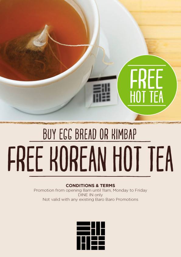 Baro Baro Singapore FREE Korean Hot Tea Promotion Mon to Fri 8-11am | Why Not Deals