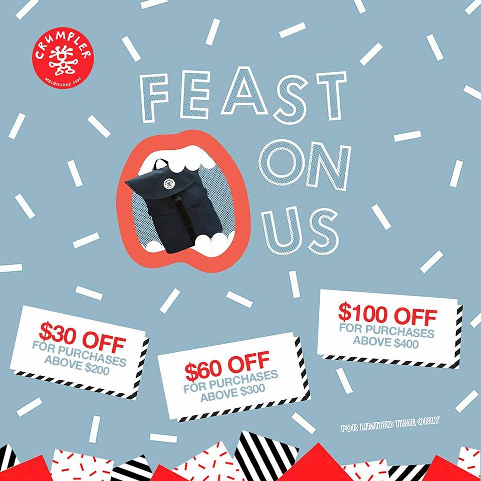 Crumpler Singapore Feast On Us Up to $100 Off Promotion Limited Time Only | Why Not Deals