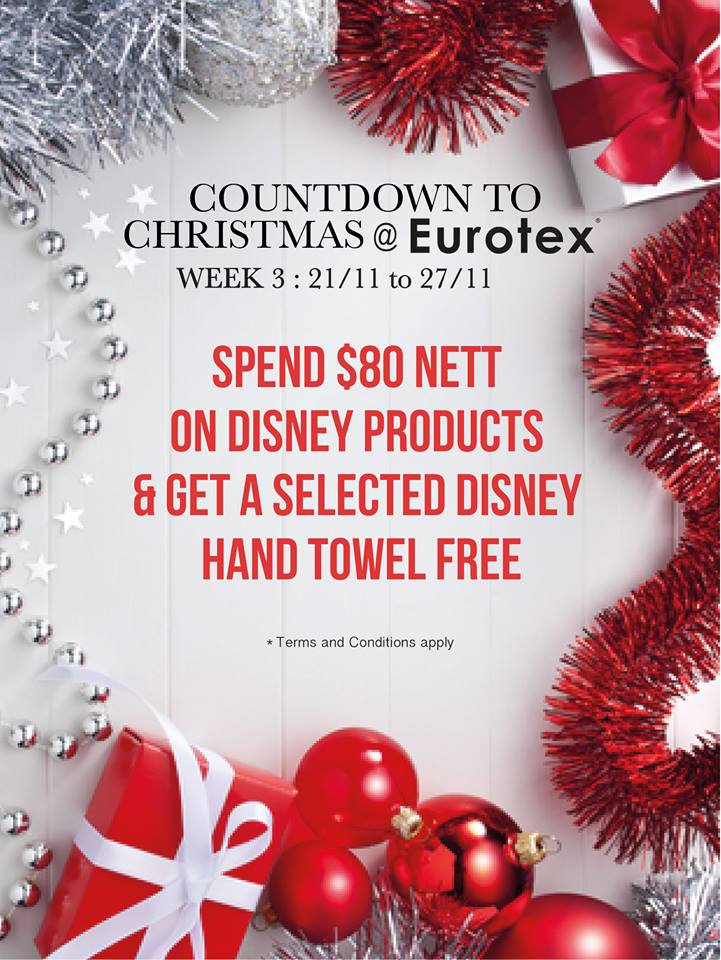 Eurotex Singapore Christmas Week 3 Promotion for Disney Fans from 21-27 Nov 2016 | Why Not Deals