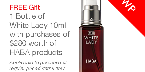 HABA Singapore FREE 1 Bottle of White Lady with Purchases Promotion from 1-30 Nov 2016
