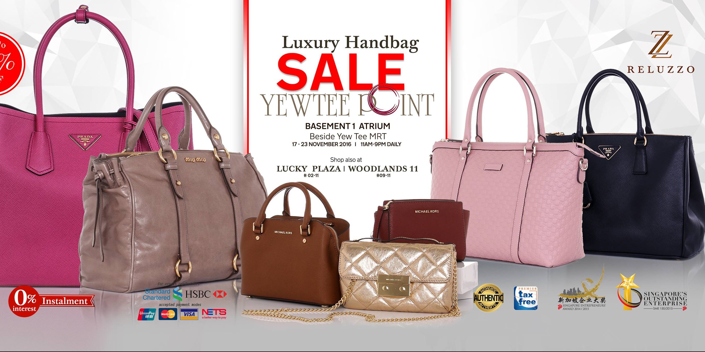 Reluzzo Singapore Luxury Handbag Sale Promotion 17-23 Nov 2016