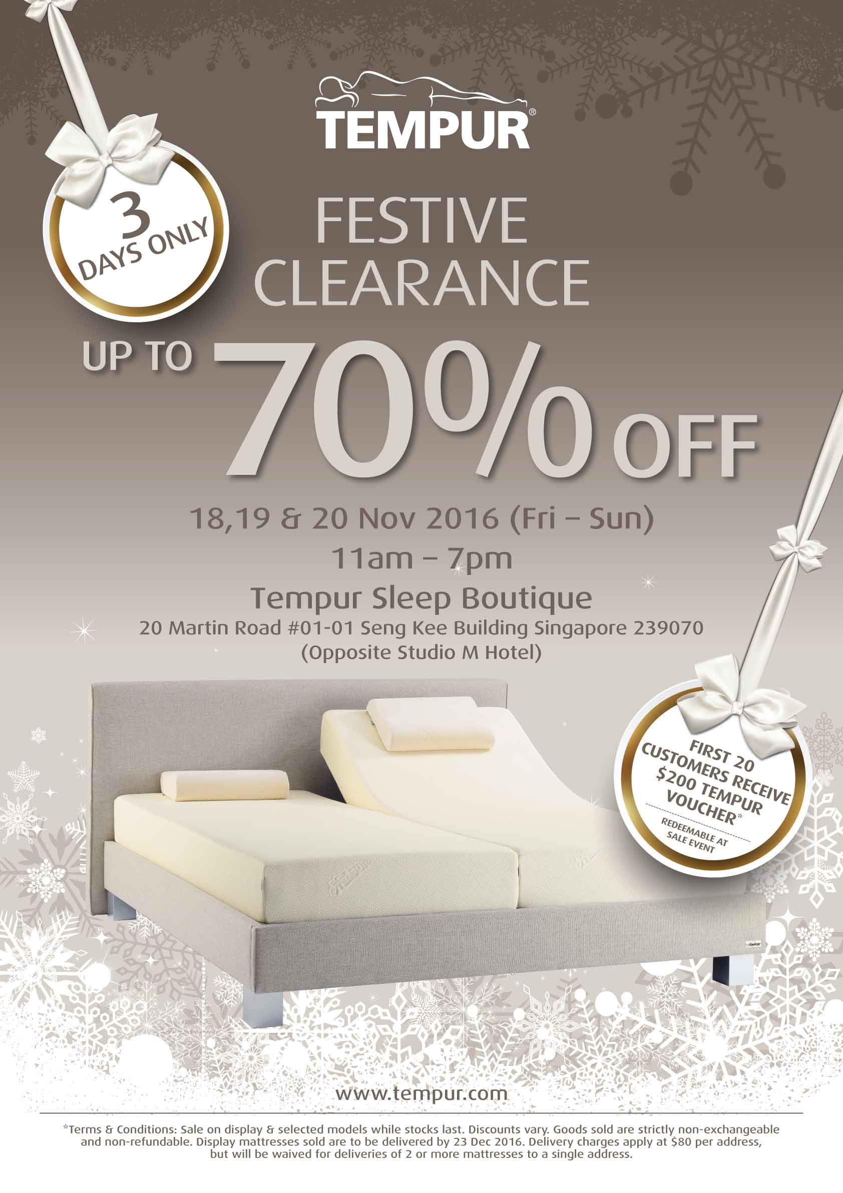 TEMPUR Singapore Festive Clearance Up to 70 Off Promotion 1820 Nov