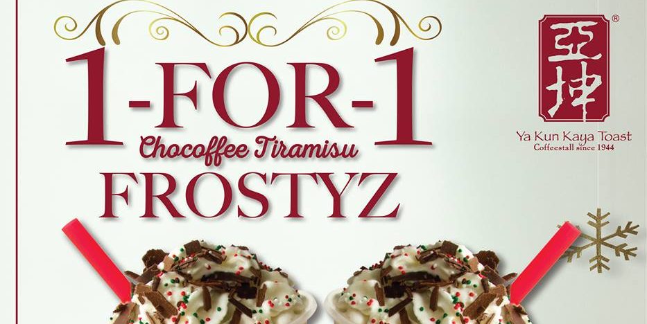 Ya Kun Kaya Toast Singapore 1-for-1 Chocoffee Tiramisu Frosty Promotion 25 Nov 2016