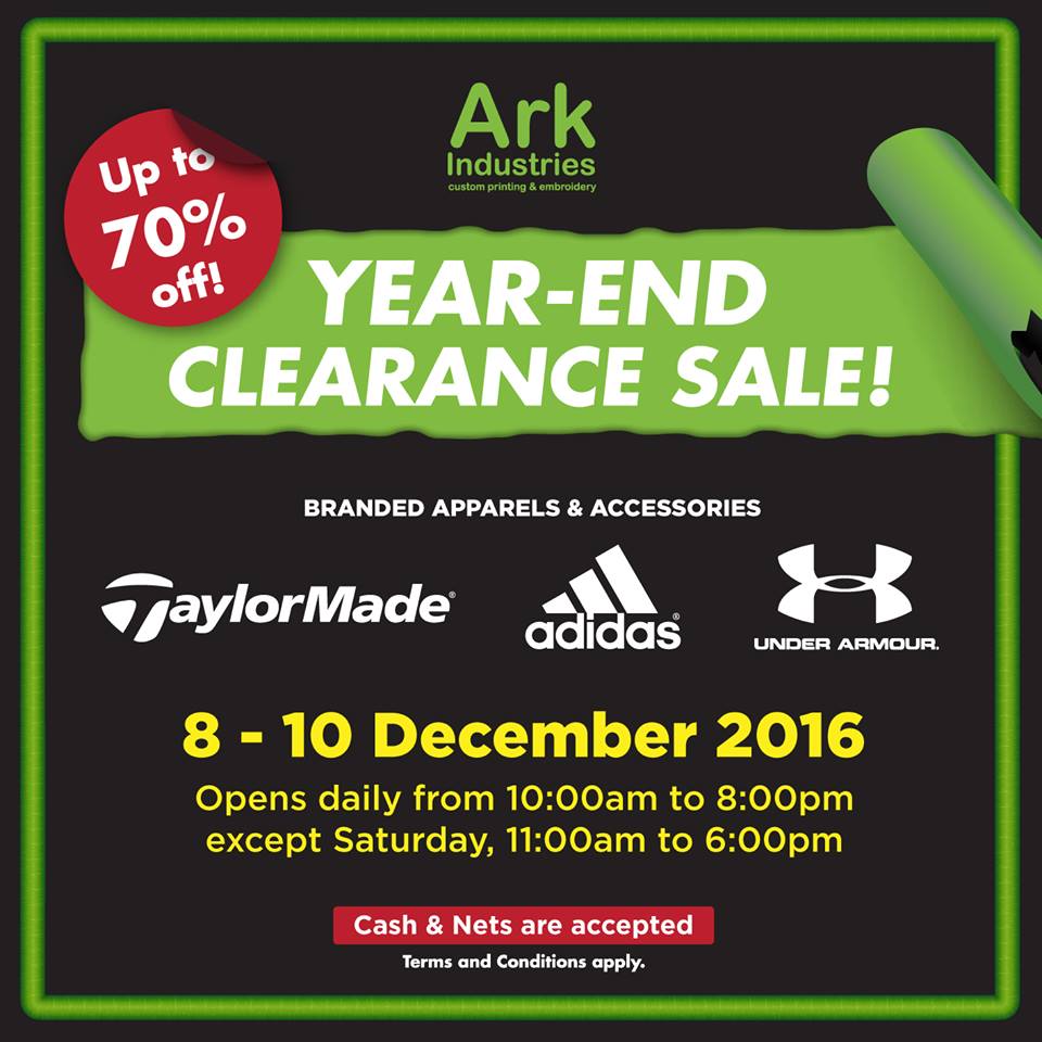 Ark Industries Year-End Clearance Sale Up to 70% Off Promotion 8-10 Dec 2016 | Why Not Deals
