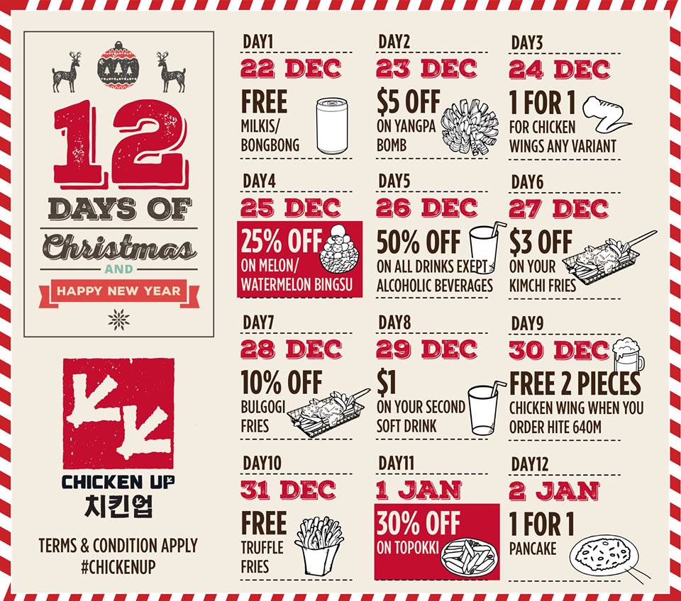 Chicken Up Singapore 12 Gifts of Christmas Promotion 22 Dec 2016 - 2 Jan 2017 | Why Not Deals