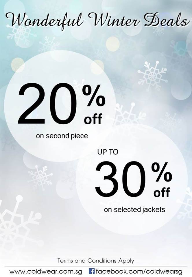 Coldwear Singapore Wonderful Winter Deal Up to 20% Off Promotion ends 2 Jan 2017 | Why Not Deals