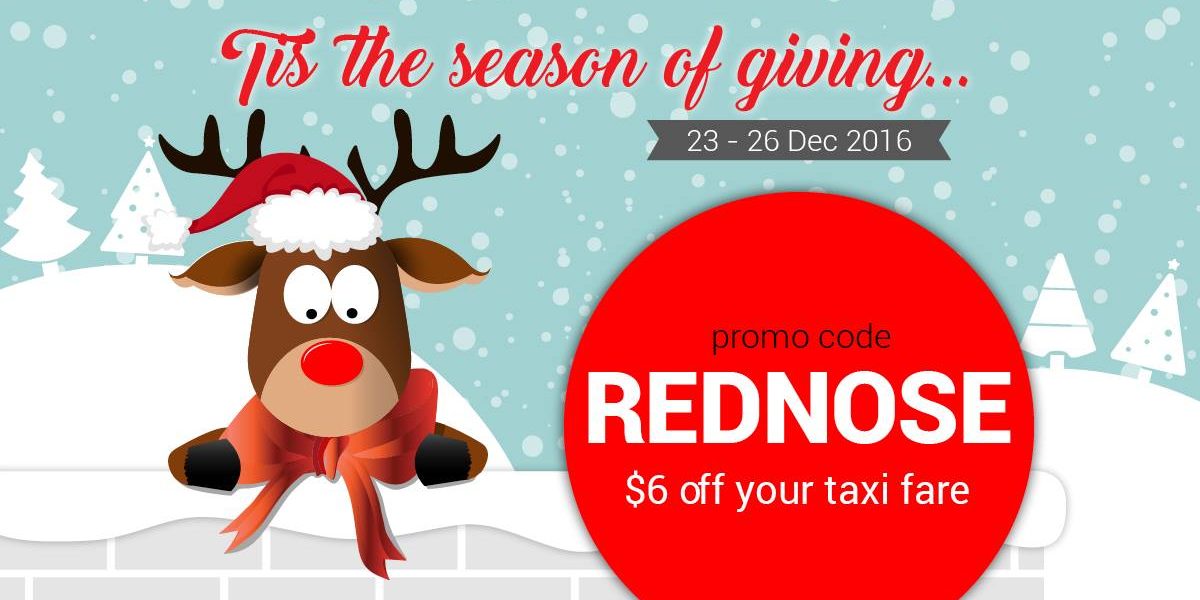 ComfortDelGro Taxi Singapore Christmas Rudolph Red Nose $6 Off Promotion 23-26 Dec 2016