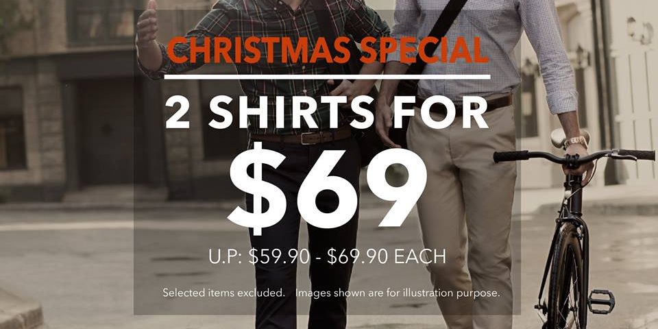 Dockers Singapore Special Deal 2 Shirts for $69 Promotion Christmas 2016