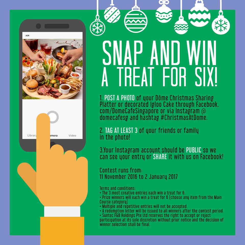 Dome Cafe Singapore Snap & Stand to Win a Treat for Six Contest ends 2 Jan 2017 | Why Not Deals