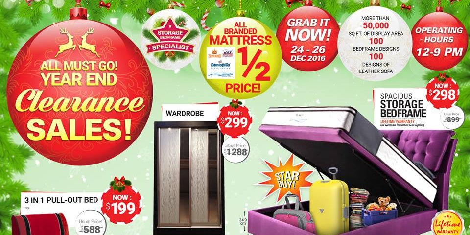 Fullhouse Home Furnishings Singapore Year End Clearance Sales Promotion 24-26 Dec 2016