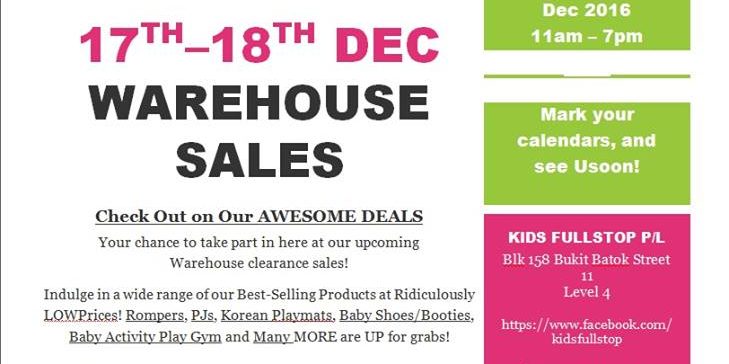 KidsFullstop Singapore Warehouse Sales Up to 90% Off Promotion 17-18 Dec 2016