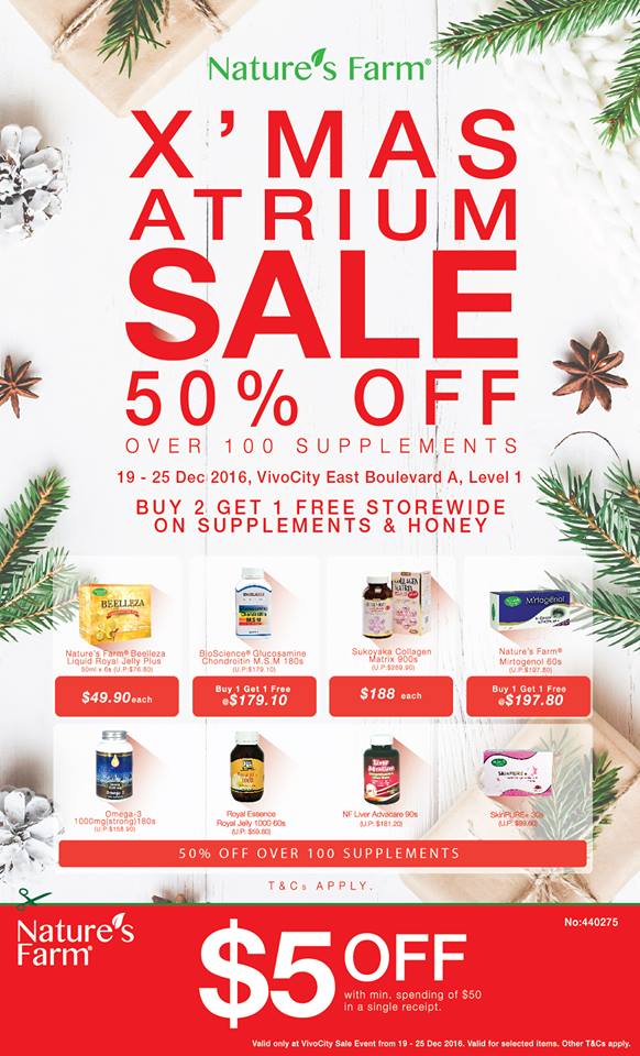 Nature's Farm Singapore X'mas Atrium Sale Up to 50% Off Promotion 19-25 Dec 2016 | Why Not Deals