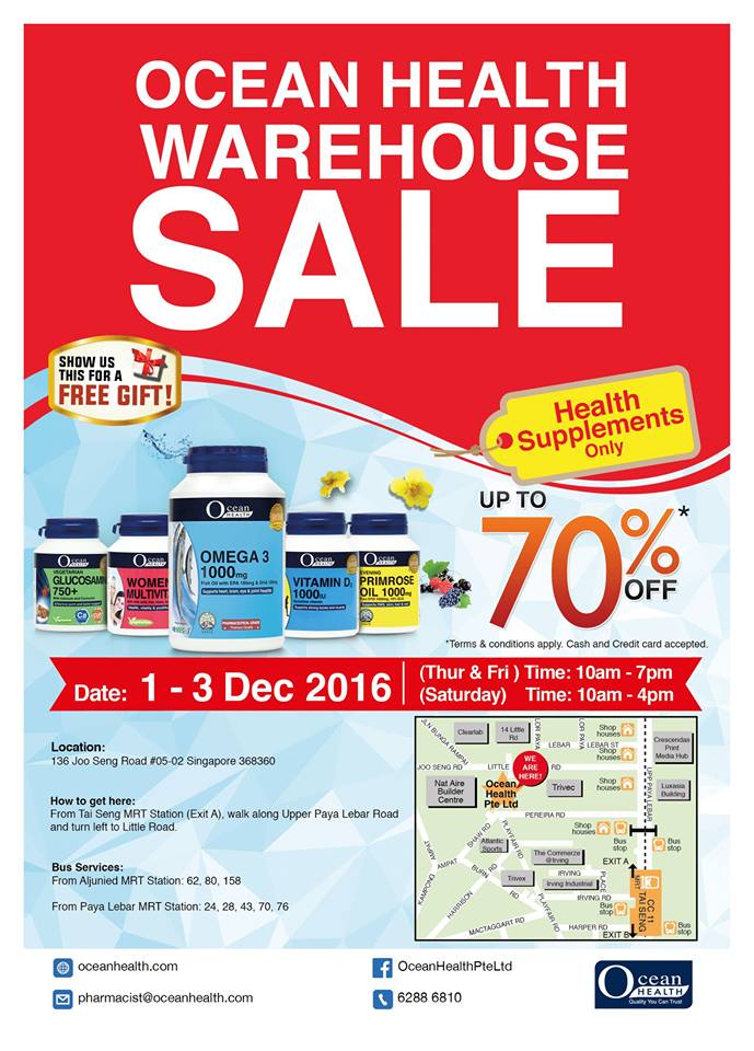 Ocean Health Singapore Warehouse Sale Up to 70% Off Promotion 1-3 Dec 2016 | Why Not Deals
