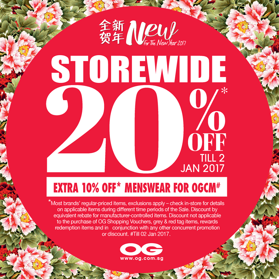 OG Singapore New Year Storewide 20% Off Promotion ends 2 Jan 2017 | Why Not Deals