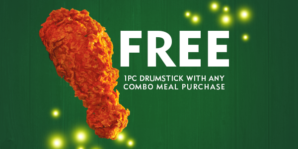 Popeyes Singapore FREE 1PC Drumstick with any Combo Meal Purchase Christmas Promotion 27 Dec 2016