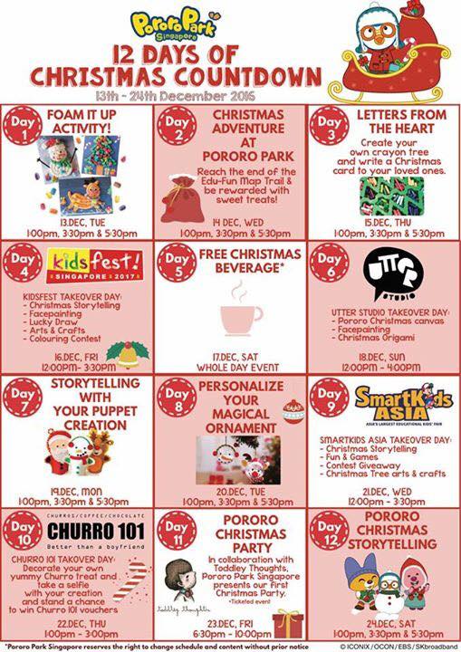 Pororo Park Singapore 12 Days of Christmas Countdown Promotion 13-24 Dec 2016 | Why Not Deals