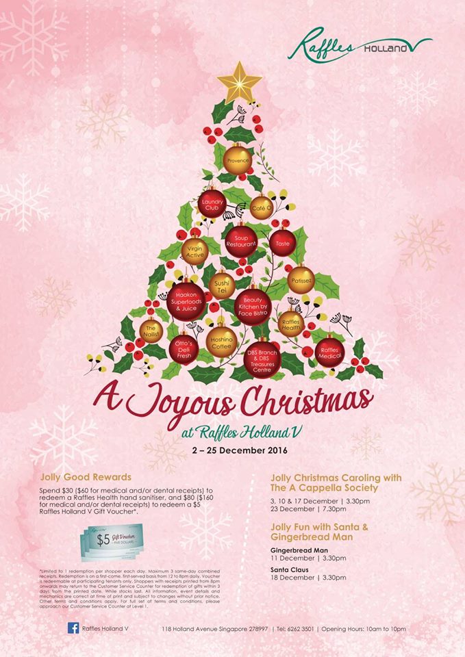 Raffles Holland V Singapore Joyous Christmas with Complimentary Gifts Promotion 2-25 Dec 2016 | Why Not Deals