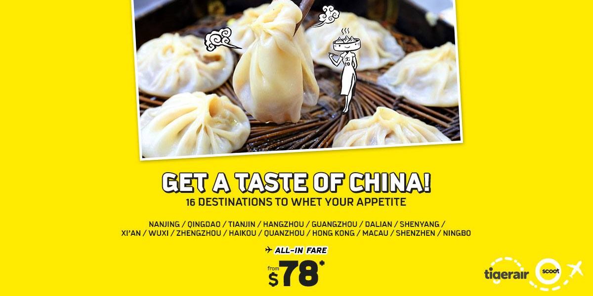 Scoot Singapore Get a Taste of China from just $78 Promotion ends 22 Dec 2016