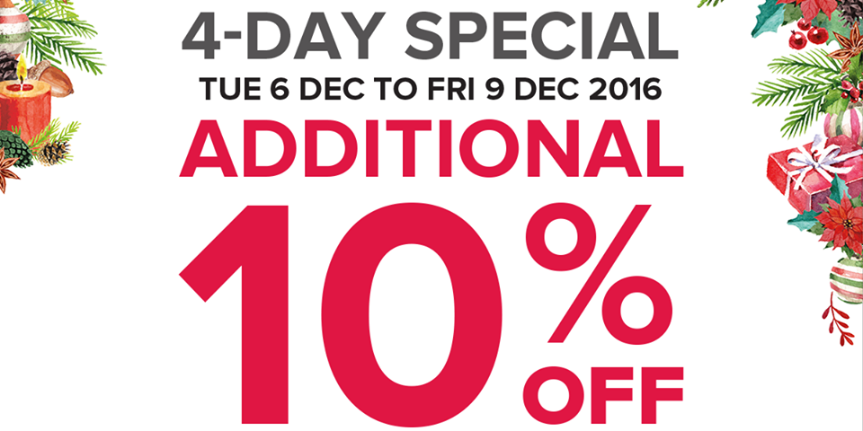 Takashimaya Singapore 4-Day Special Additional 10% Off Promotion 6-9 Dec 2016