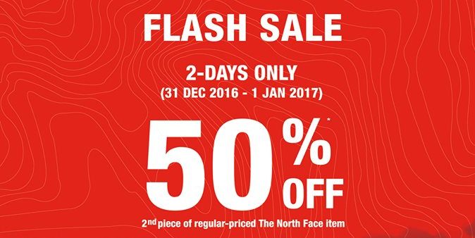 The North Face Singapore 2-Days Only Flash Sale Up to 50% Off Promotion 31 Dec 2016 – 1 Jan 2017