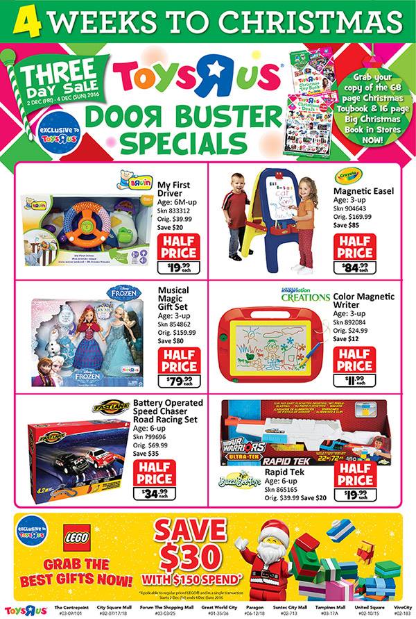 Toys "R" Us Singapore Door Buster Offers Promotion from 2-4 Dec 2016 | Why Not Deals