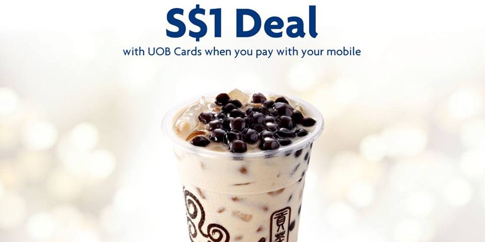 UOB Cards Singapore Gong Cha at S$1 by paying with UOB Cards via mobile Promotion 5-9 Dec 2016