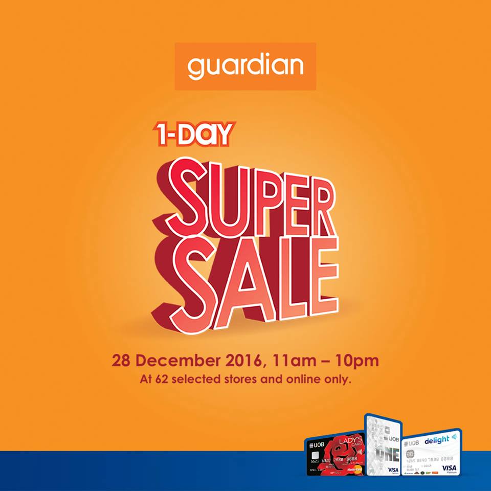 UOB Cards Singapore Guardian 1-Day Super Sale Up to 60% Off Promotion 28 Dec 2016 | Why Not Deals