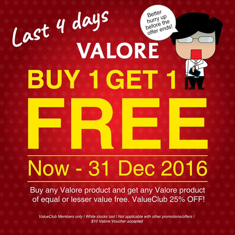 Valore Singapore Buy 1 Get 1 FREE at any Challenger Stores Promotion ends 31 Dec 2016 | Why Not Deals