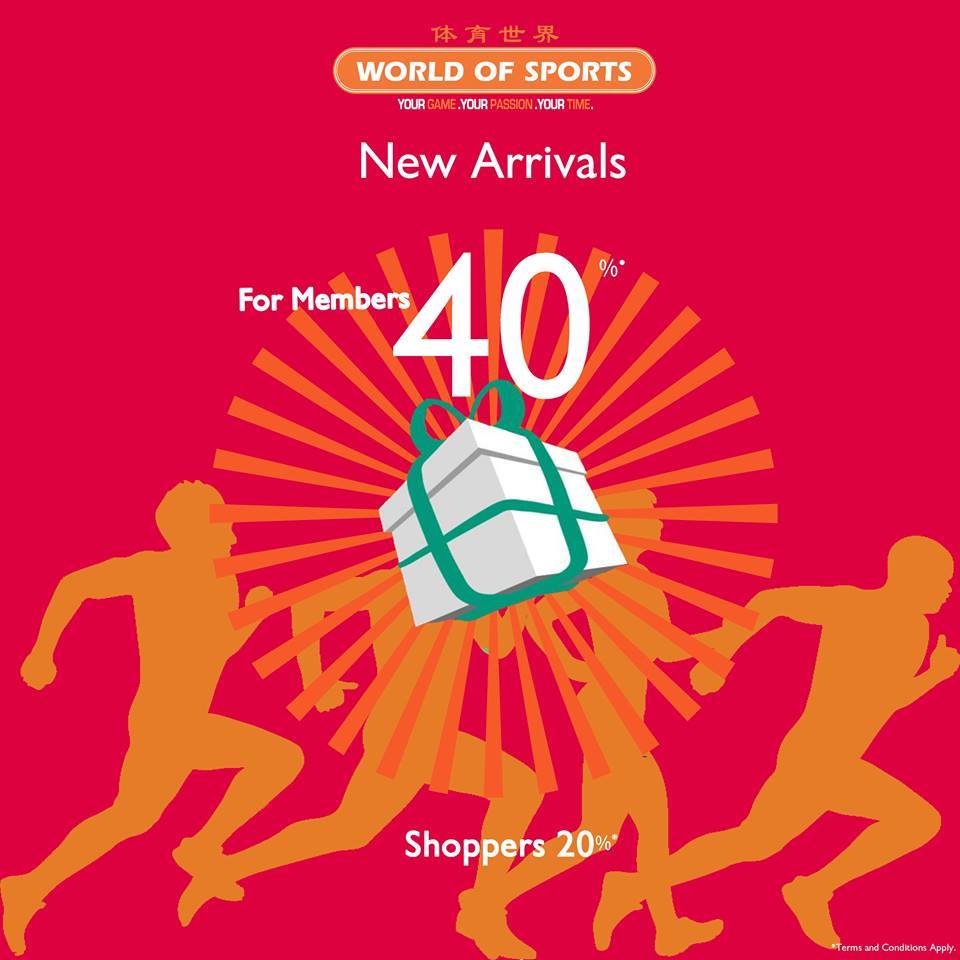 World of Sports Singapore 40% Off New Arrivals Extended Promotion ends 28 Dec 2016 | Why Not Deals 1