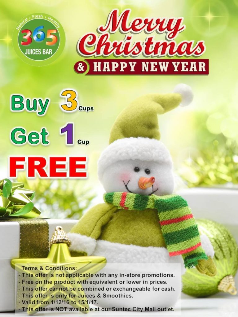 365 Juices Bar Singapore Buy 3 Get 1 FREE Promotion ends 15 Jan 2017 | Why Not Deals