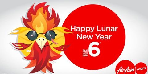 AirAsia Singapore Happy Lunar New Year From Just SGD 6 Promotion ends 15 Jan 2017